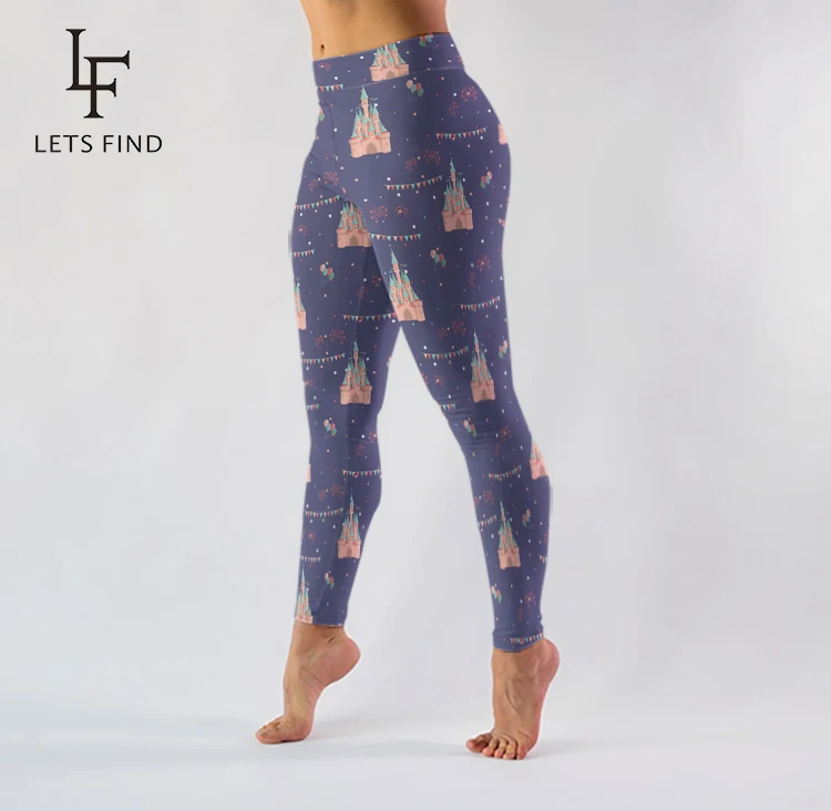 LETSFIND Brand 2019 New Arrival Women Leggings Castle Printed Legging for Woman High Waist Fitness Soft Leggings