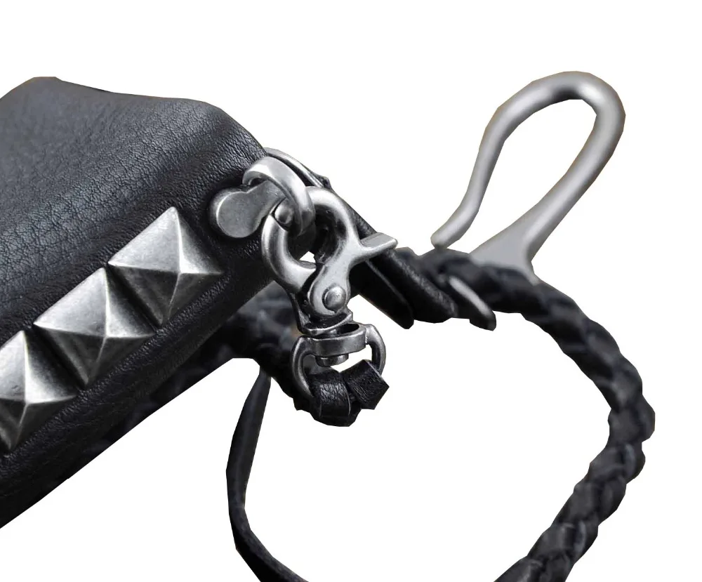 Мужской кошелек на молнии Байкерский панк кожаный длинный с цепочкой | Багаж и