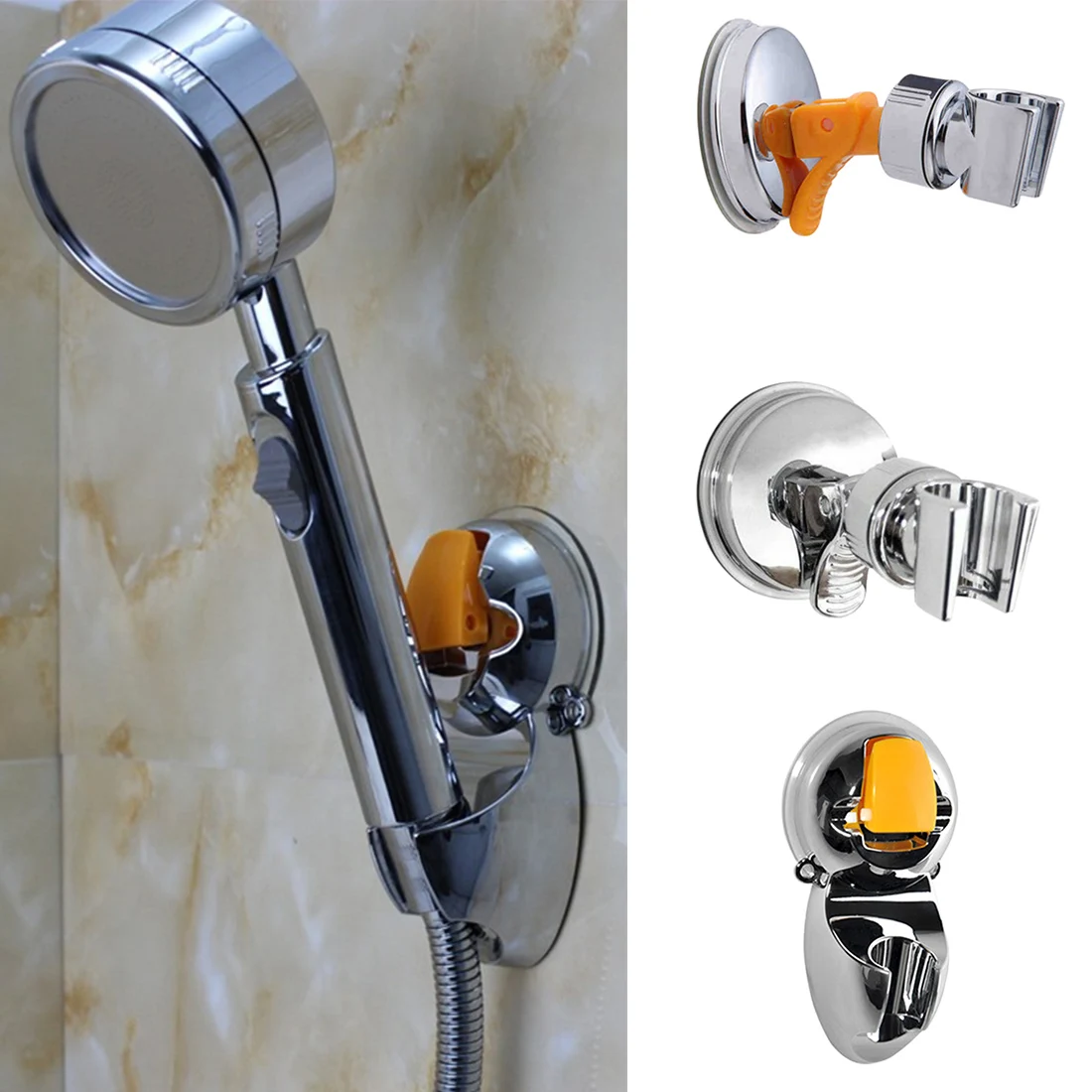 

Bathroom Adjustable Shower Head Holder Rack Bracket Suction Cup Shower Holder Wall Mounted Shower Holder Bathroom Accessory