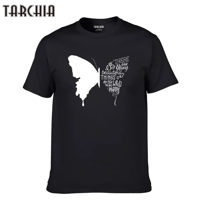 TARCHIA 2021 бабочка силуэт приталенная хлопчатобумажная футболка Homme топ с длинными