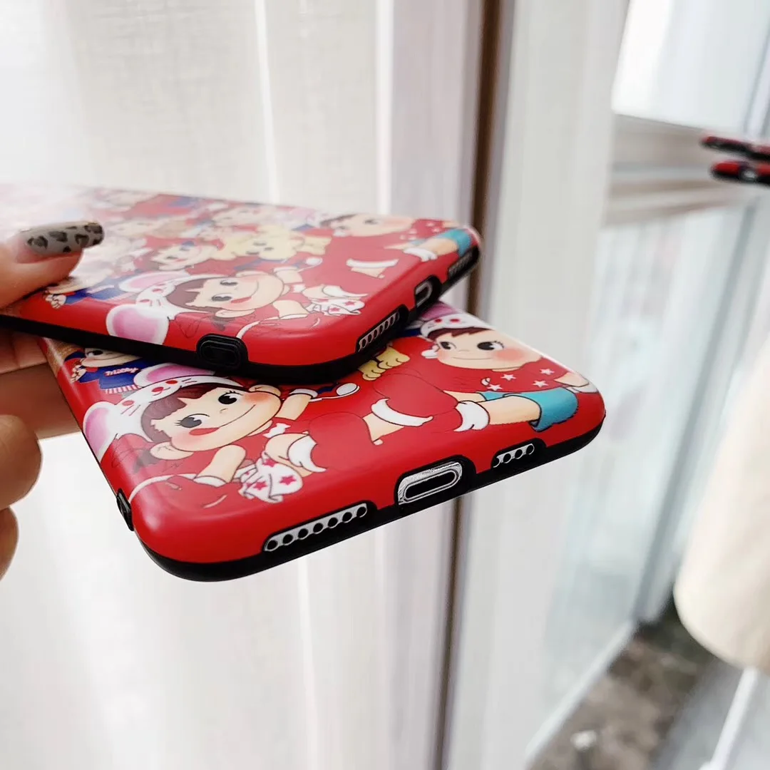 Cartoon Fujiya Milky Peko cover case for iPhone Xs MAX Xr X 6 6splus 7 8plus smooth soft silicon IMD phone back shell cases Capa |