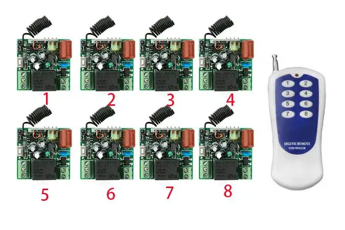 Универсальный Радиочастотный 433 МГц/315 м AC220V 1CH 10A беспроводной переключатель