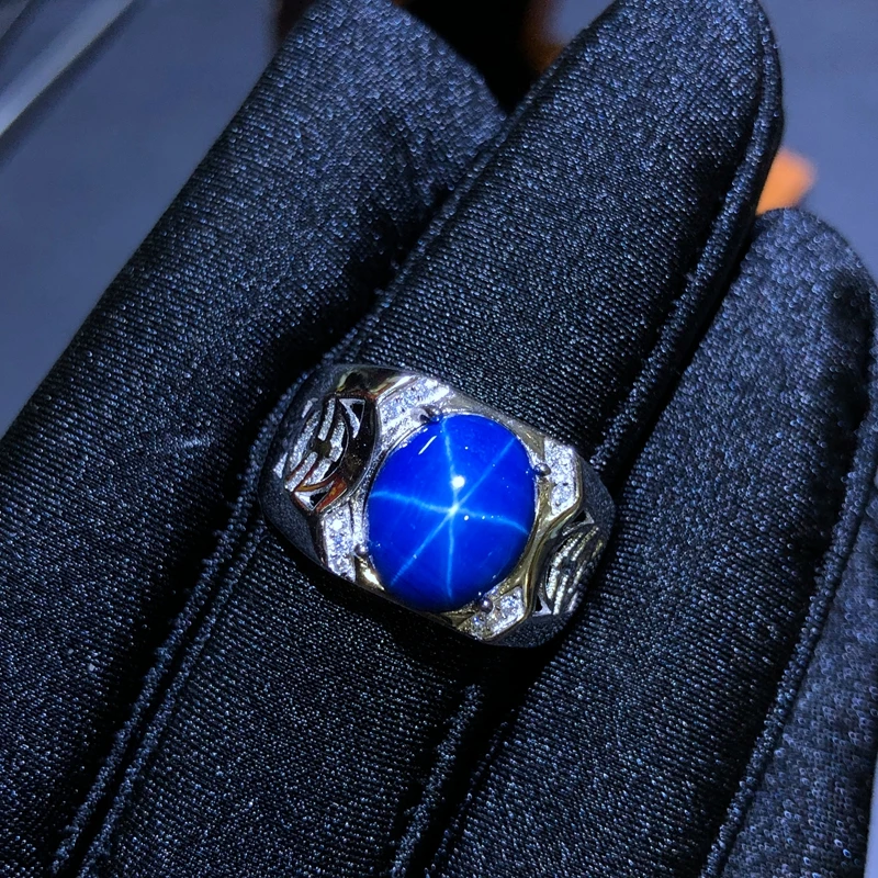 Сапфировое Кольцо Starlight классическое украшение из чистого серебра 925 пробы