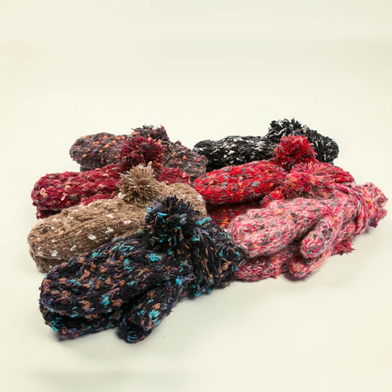 Новых женщин способа плюшевые комплекты зимние с шляпу перчатки снег рождество