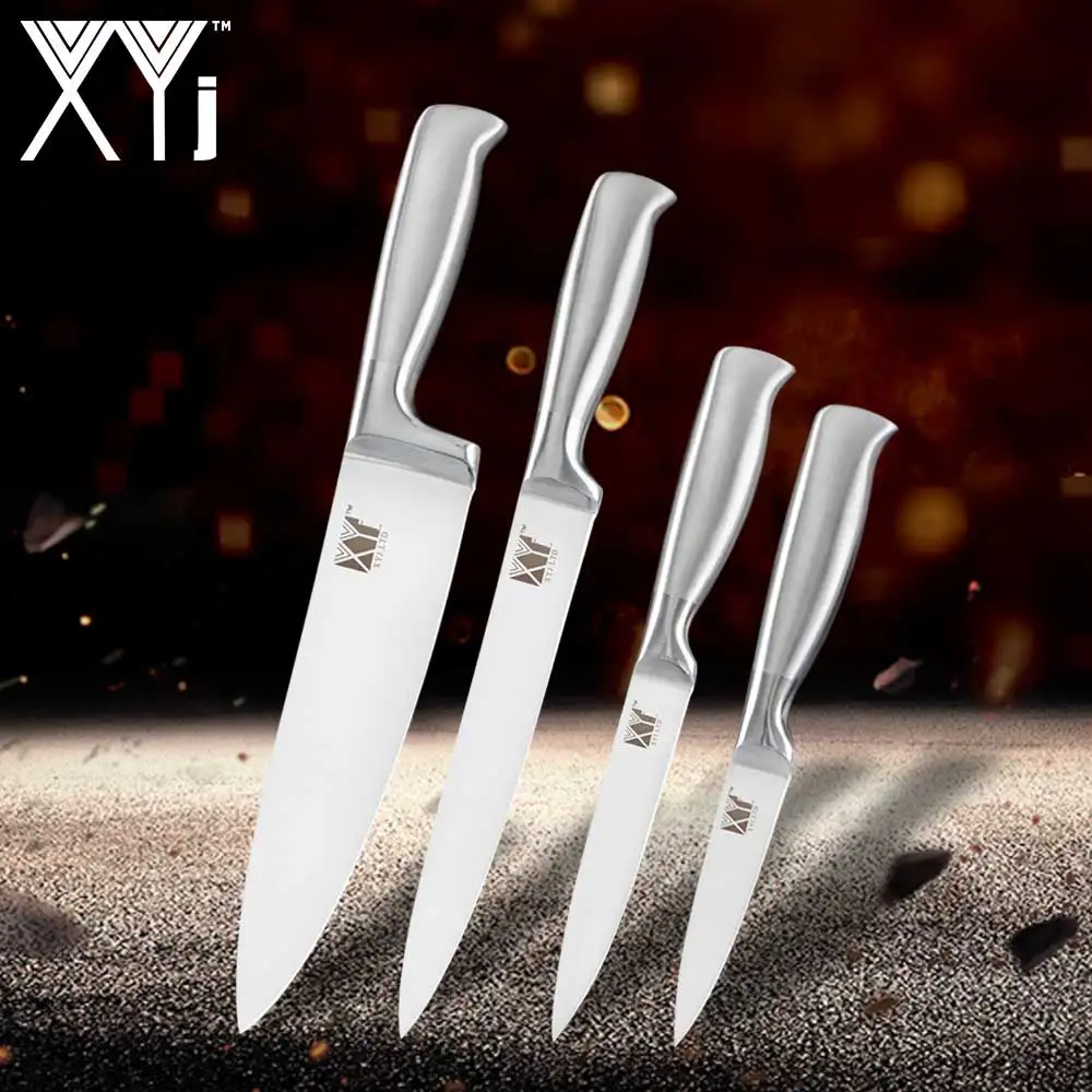 4pieces XYj ножи из нержавеющей стали для очистки овощей, нож для нарезки хлеба, набор кухонных ножей шеф-повара, профессиональный японский кухонный нож для приготовления пищи - Цвет: 4pieces