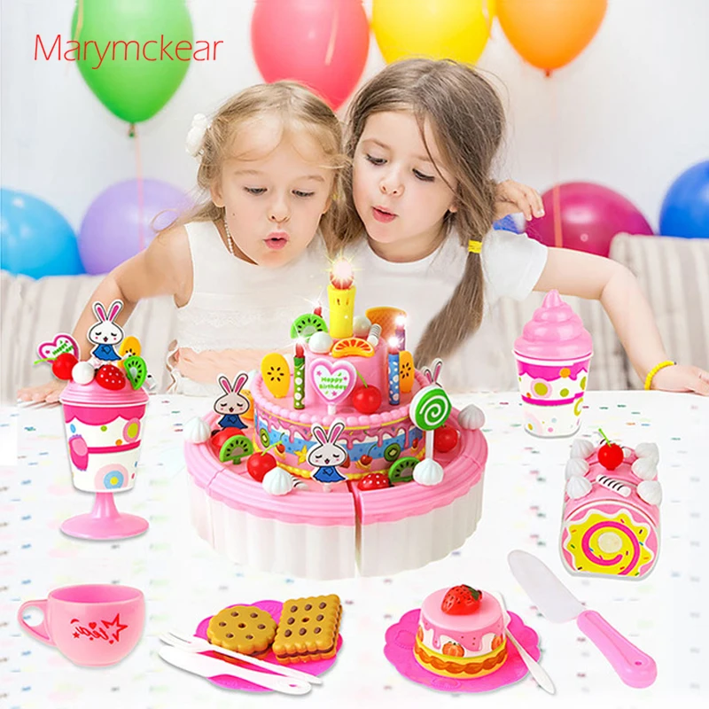 Розовый торт на день рождения кухня Enfant дети поддельная еда девочки игрушки для 3