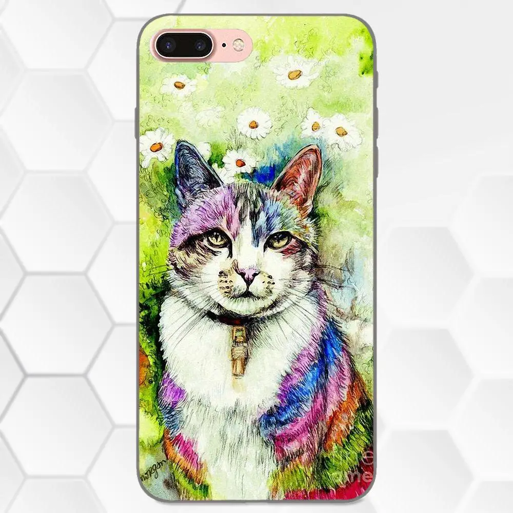 Чехол для мобильного телефона из ТПУ Apple iPhone 4 5 6 6S 7 8 Plus X XS Max XR модный Кот поп