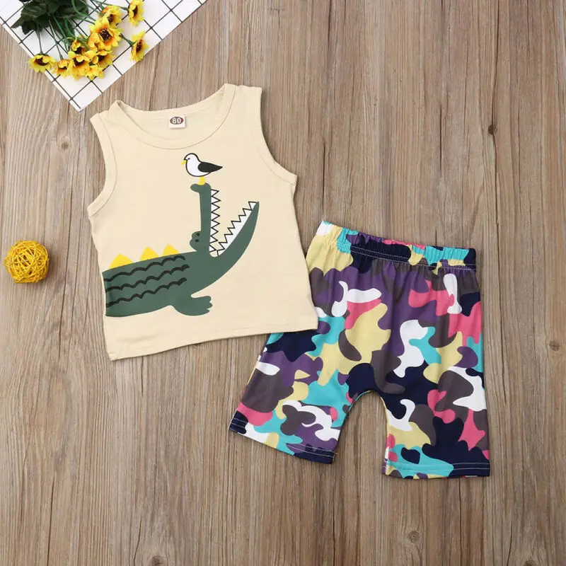 Emmababy 2019 Children Clothing Suits For Boys Clothes Kids Toddler Enfant Fille Infantis Outfits crocodile Camouflage 2pcs |