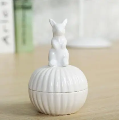 white rabbit Керамика животного ювелирные изделия банку серьгу Цепочки и ожерелья ящик для хранения аксессуаров Керамика Свадебные украшения Шоколад сахарница 04350 - Цвет: white rabbit