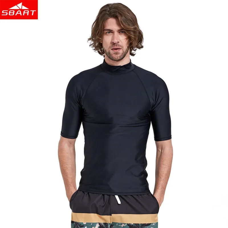 SBART Рашгард Для мужчин Топ Купальник с коротким рукавом лайкра купальный костюм