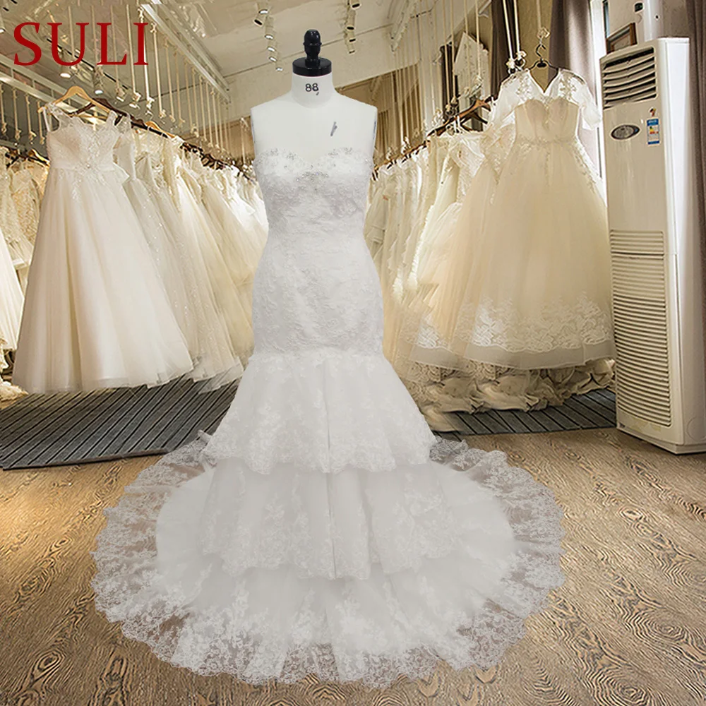 AL08 Свадебные платья для милой невесты с кристаллами Многоярусное свадебное