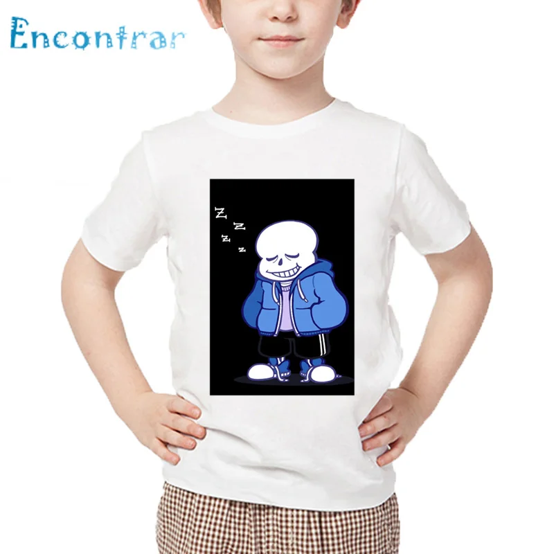 Детская футболка с дизайном Skull Brother Undertale Sans детские летние белые топы для мальчиков и девочек, забавная футболка с героями мультфильмов HKP2405