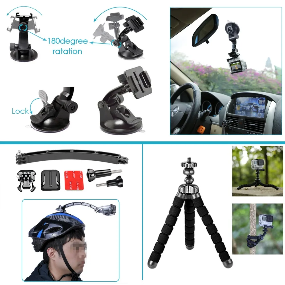 Комплект аксессуаров для GoPro Hero4 Session Hero1 2 3 + 4 SJ4000 5000 6000 7000 Sony Sports DV Eken H9 R yi|Чехлы