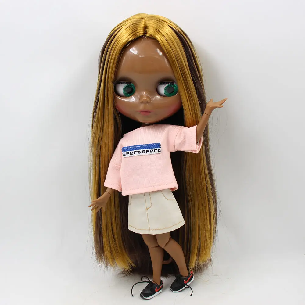 Ледяной DBS Blyth кукольные супер черная кожа шарнирное тело блеск уход за кожей лица