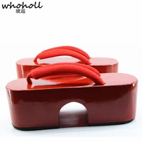 whoholl japanese geta sandals women queen geisha cosplay costumes comiket small bell wooden slippers thick bottom clogs shoes