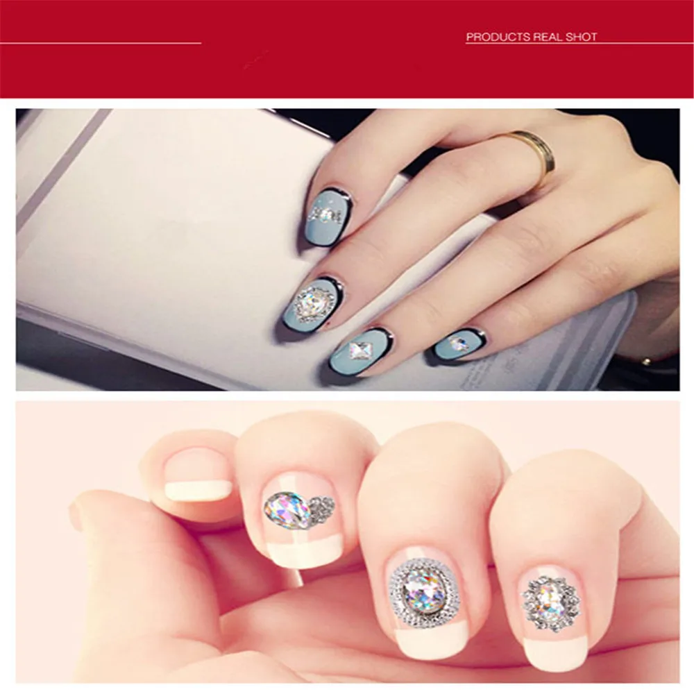 

Luxury Charm Clear AB Alloy Rhinestone Nail Art Decorations Mixed Size Diamond Nail Design Strass Manicure Tool Nail Accessoires