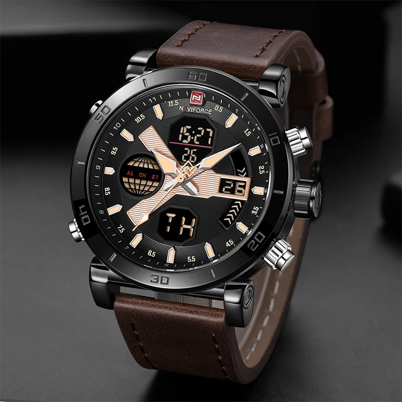 NAVIFORCE Роскошные Брендовые мужские спортивные часы Модные кварцевые цифровые