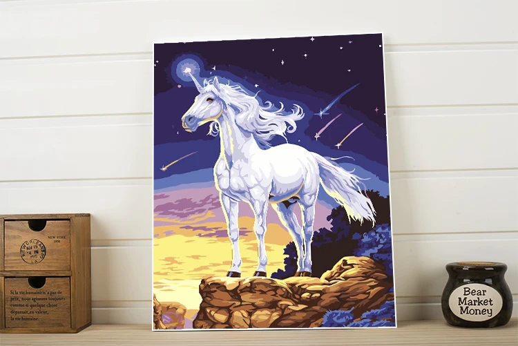 DIY Краска для рисования по номерам 40x50 см лошадь мультфильм животное на холсте Ручная роспись настенные картины для детской комнаты украшения художественные работы
