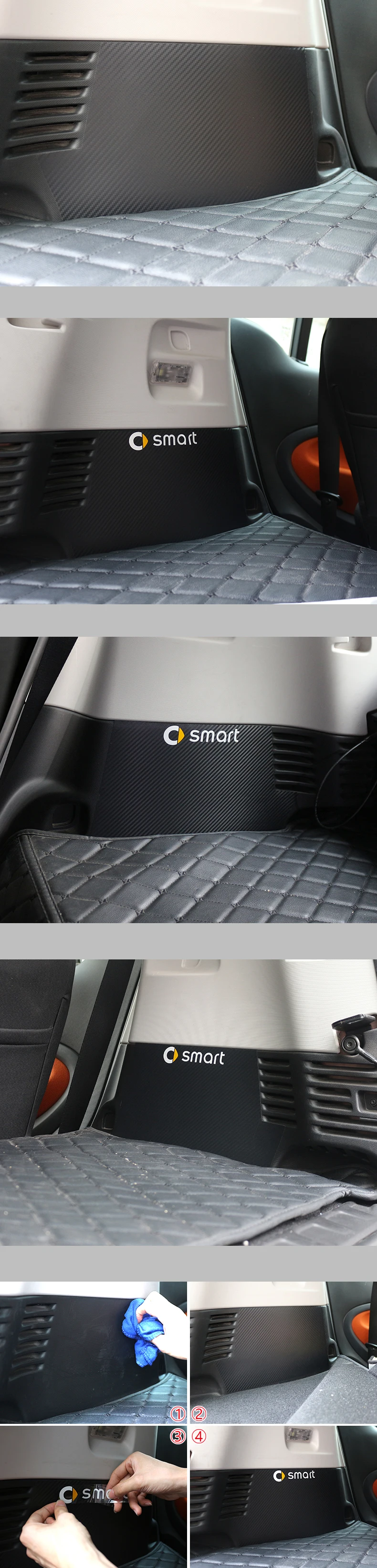 Smart Fortwo 453 устойчивые к царапинам защитные наклейки из углеродного волокна для украшения автомобиля защитные наклейки для багажника автозапчасти