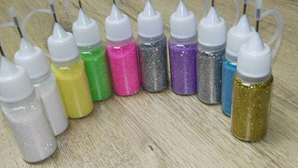 

10Box Shinning Luxury Nail Glitter Dust Fine Mix 3D Nail Sequins Acrylic Glitter Powder Large Nail Art Tips Decoration 10ML