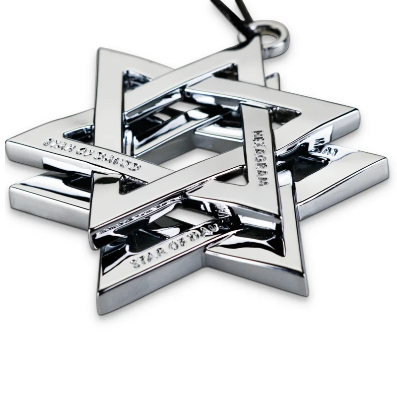 74 мм Solomon Hexagram автомобильный Стайлинг хромированная металлическая эмблема значок украшение тела счастливый символ 3D наклейка и подвеска серебряный матовый черный