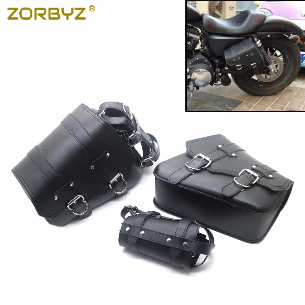 Черные мотоциклетные сумки ZORBYZ из искусственной кожи седельная Боковая Сумка с