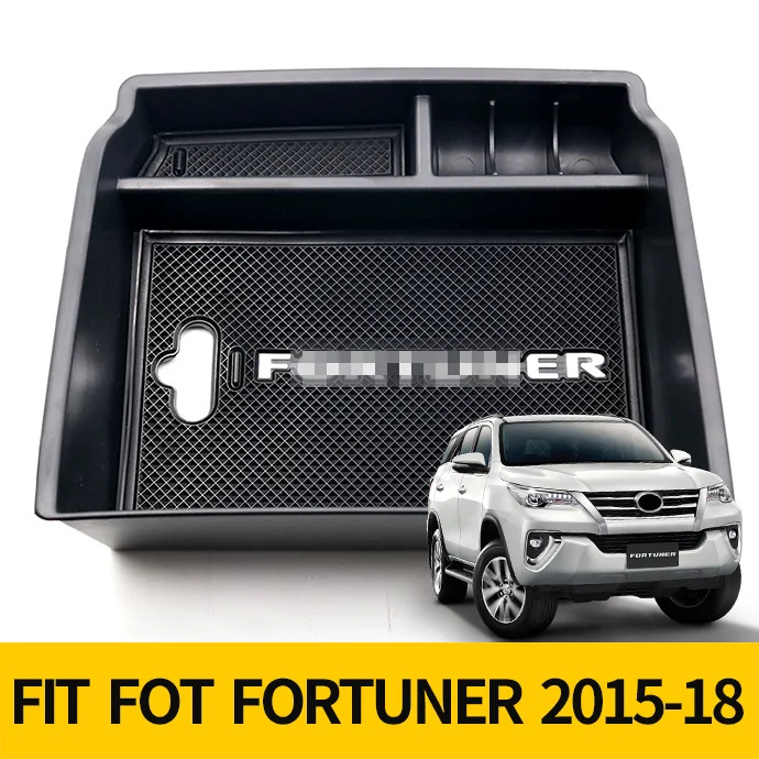FOR FORTUNER 15-18 Подлокотник ящик для хранения, пригодный для Toyota Fortuner An160- Hilux revo rocco AN120 AN130 лоток держатель Органайзер аксессуары - Название цвета: FOR FORTUNER 15-18