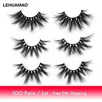 lehuamao 100 pairslot 25mm 5d mink eyelashes fluffy natural long criss cross cruelty free soft dramatic eyelashes