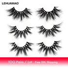 LEHUAMAO 100 партлот 25 мм 5D норковые ресницы пушистые натуральные длинные перекрещивающиеся мягкие драматические ресницы без жестокости