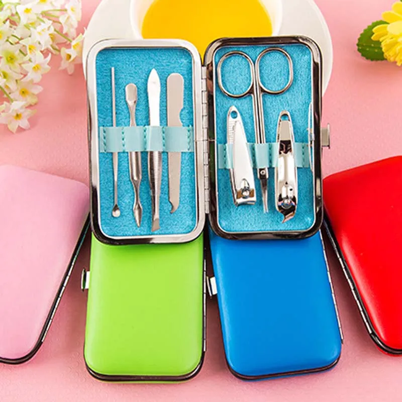 7 шт. детские ножницы для ногтей набор милые кусачки триммер синие розовые