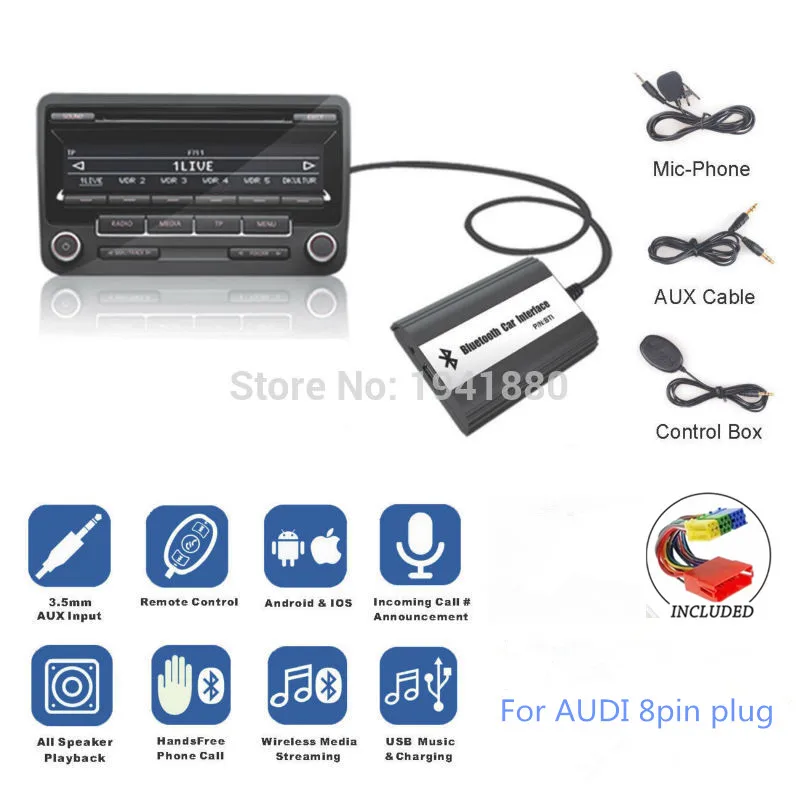 DOXINGYE Bluetooth A2DP Автомобильный MP3-плеер Cd Changer Adapte AUX USB музыкальное зарядное устройство Bluetooth Handsfree для Audi VW Skoda Seat