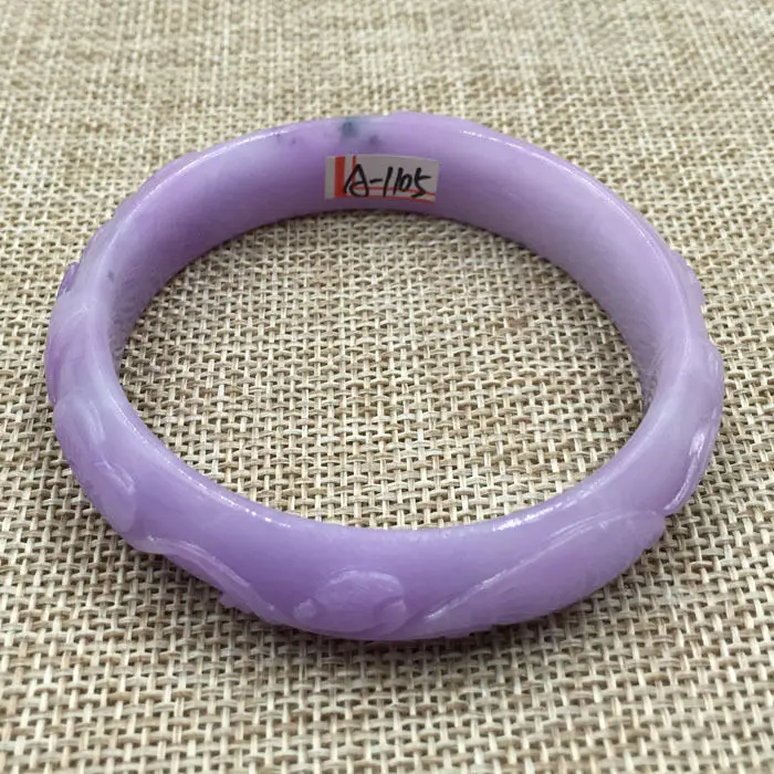 DYY 56 мм Винтаж Китай Ручной резьбой Лаванды Фиолетовый Жадеит Нефрита Браслет 1105 |