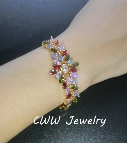 Женский браслет с крупными цветами фианитом|bracelets for|charm braceletcharm bracelets for women |