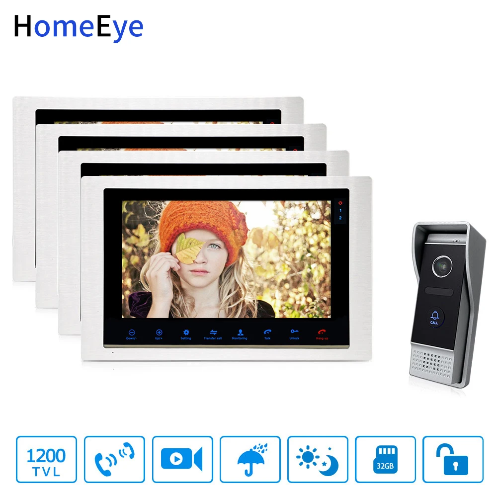 Видеодомофон HomeEye 10 дюймов с датчиком движения|Видеодомофон| |