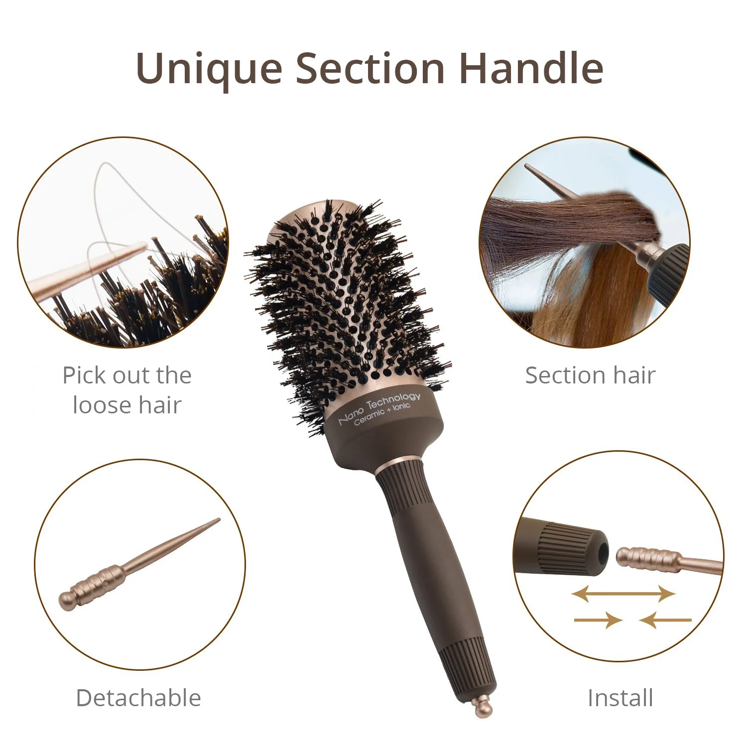 Профессиональная щетка для волос термостойкая Антистатическая Nano керамика и