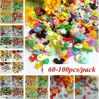 50 100pcs mix shape lots colors cartoon buttons diy scrapbooking plastic buttons childrens garment sewing notions