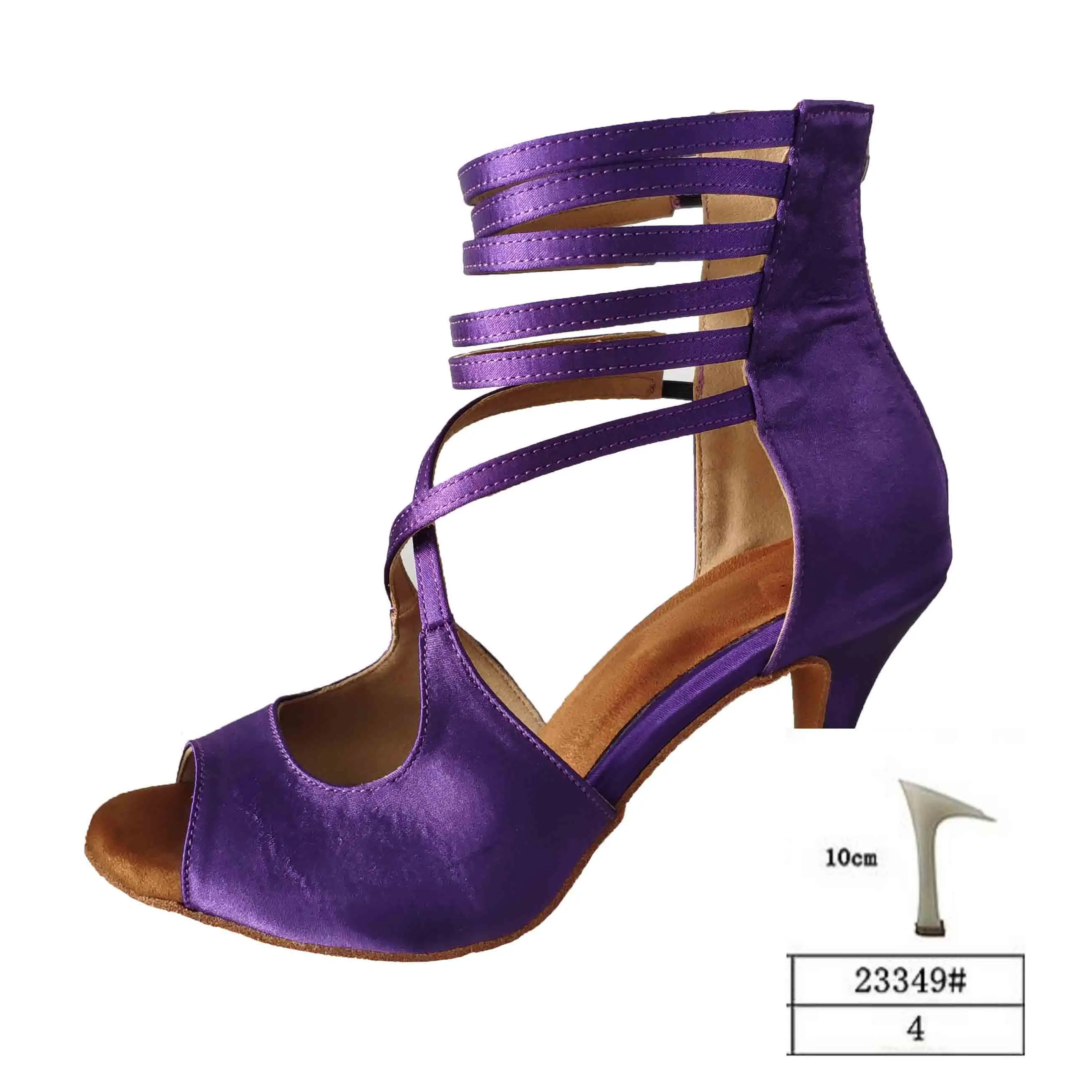 Purple-23349 HXYOO/ стиль; черные туфли на высоком каблуке 8-10 см; Профессиональная женская обувь для бальных танцев; обувь для латинских танцев; женская обувь для сальсы; ZC39 - Цвет: Purple-23349