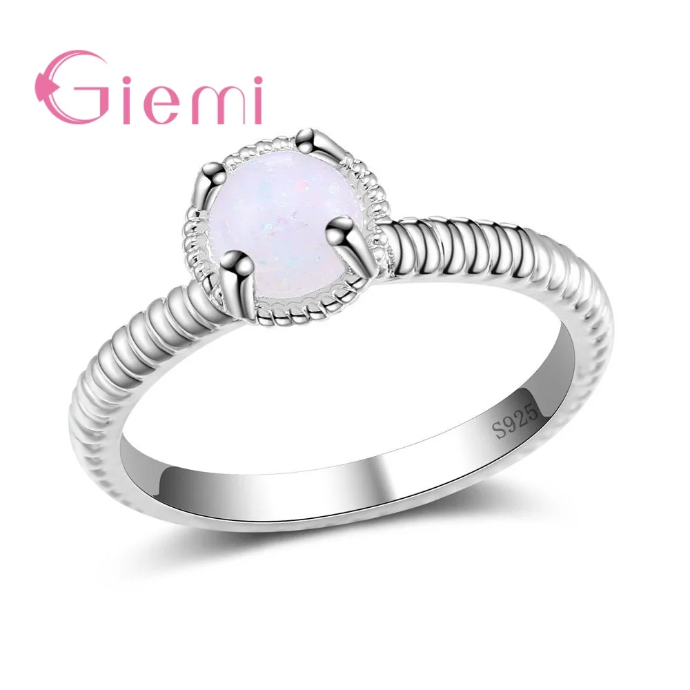 

Wholesale 925 Sterling Silver Jewelry White Fire Opal Rings for Women Girls Birthday Gifts Engagement Anel