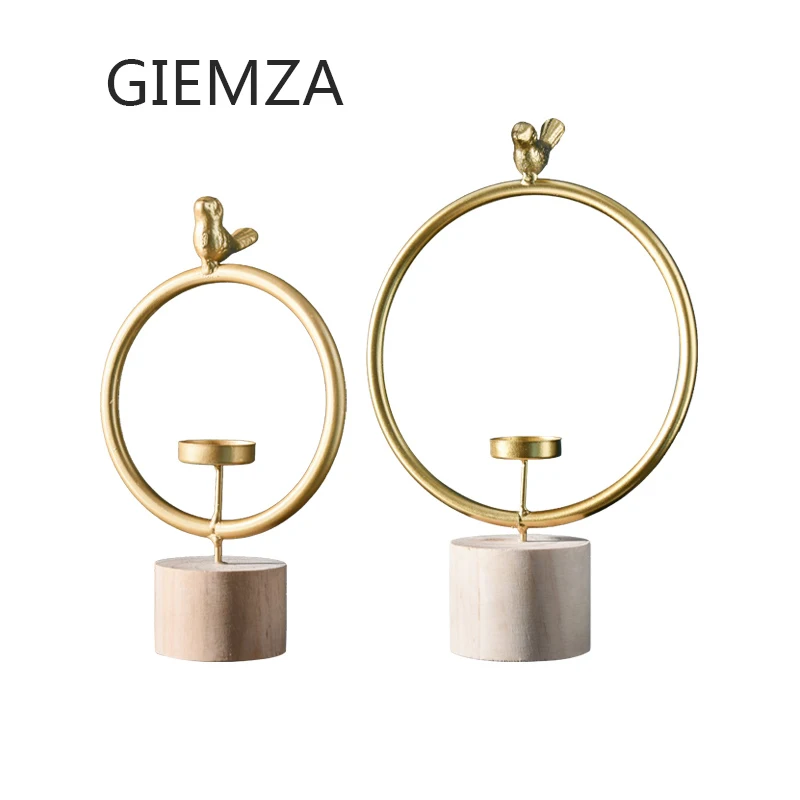 GIEMZA золотая птица подсвечники круглые держатели для свадебной вечеринки бар домашний ужин подсвечники на стол O деревянный базовый набор