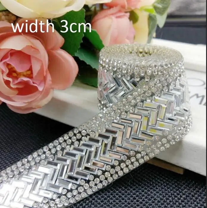 A1 fish bone clear Стразы-ленты, цветная отделка, 1 ярд/партия, хрустальные украшения для торта, стразы с кристаллами, декоративная отделка, стразы с топазом, золото - Цвет: A1 fish bone clear
