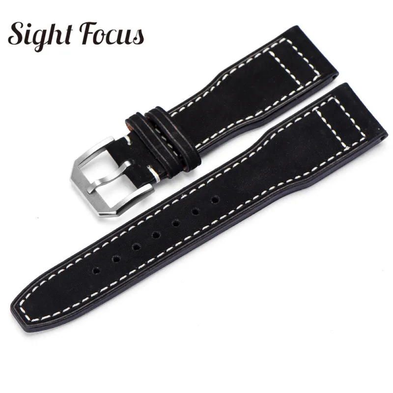 Nubuck Leather Strap for IWC Big Pilot Watch Band Brown Black 22mm Crazy Horse Cowhide Leather Bracelet Mark Wristband Men Belt