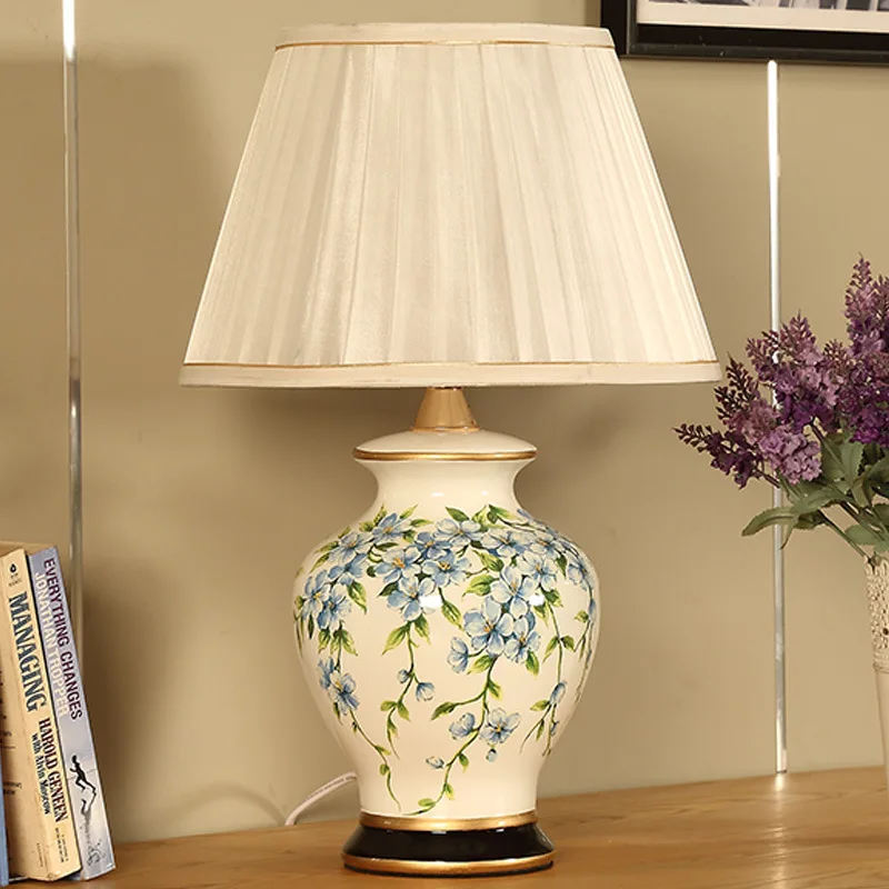 TUDA Simple Modern Ceramic Dimming Table Lamp Wedding Home Remote Control European Retro | Лампы и освещение