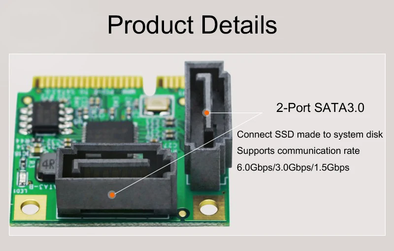 10 шт. 2 Порты и разъёмы SATA 6 г mini PCI Express карты расширения e III 3 0 конвертер половина
