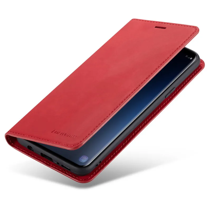 red Роскошный кожаный чехол с откидной крышкой для samsung Note 9 Чехлы винтажный кошелек для карт чехол-книжка с кошельком для телефона чехол для samsung Galaxy S8 S9 плюс Чехол - Цвет: red