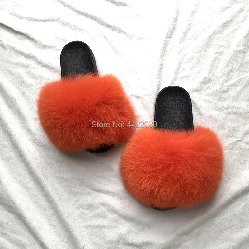 2019 популярные женские тапочки из натурального Лисьего меха модные летние