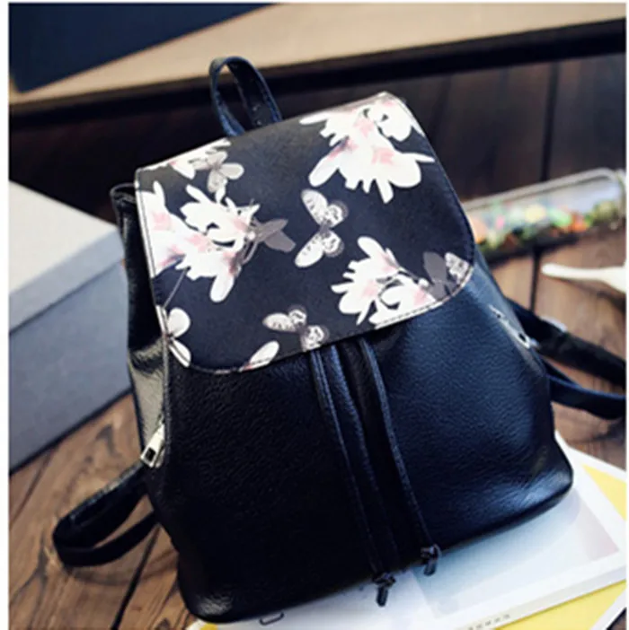 

High quality PU Leather mini Backpack Large Capacity Black Leather Shoulder Bag Women School Backpack Travel Bags