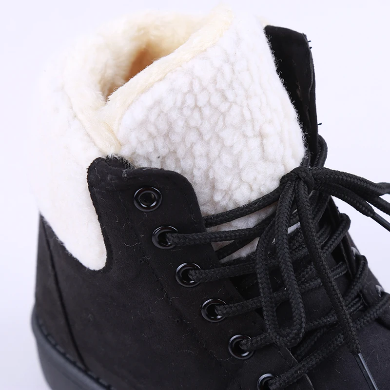 Classic Women Winter Boots Ankle Shoes Round Toe Lace-Up Flat With Female Warm ER400329 | Обувь