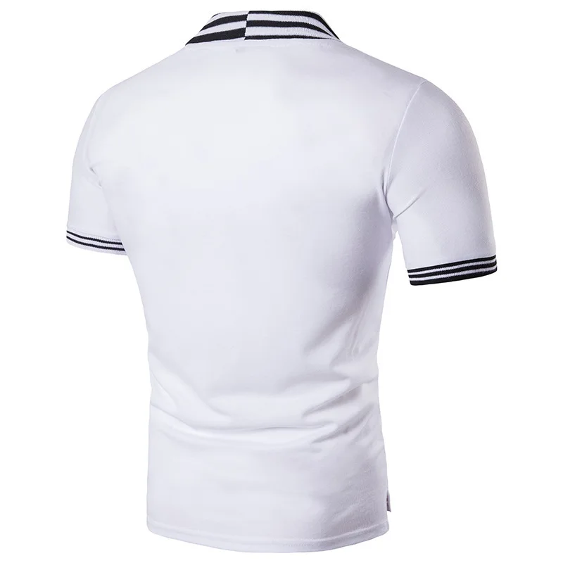 Men Polo Shirt Two-Color Stitching Personality Lapel Mens Shirts Short-Sleeved S M L 2018 | Мужская одежда