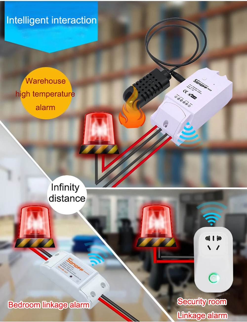 Sonoff TH10 Wi-Fi Smart Switch 10А 2200 Вт беспроводной переключатель умный дом автоматизация модули с датчиком температуры монитор влажности