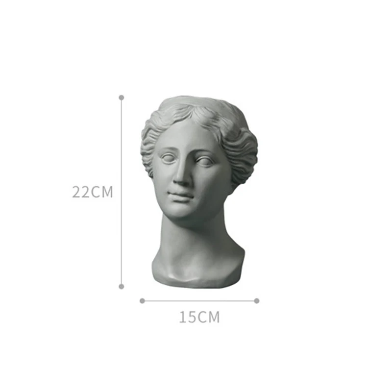Nordic Sculpture Fairytale Beauty Portrait Goddess Face Flower Arrangement Flowerpot Vase Head Rough Beautiful Home Decor Pot - Цвет: Gray